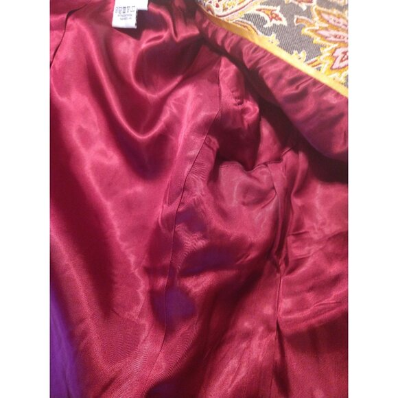 Vintage Carlisle Paisley Jacquard Wool Silk Long Coat Size 8 - Picture 7 of 8
